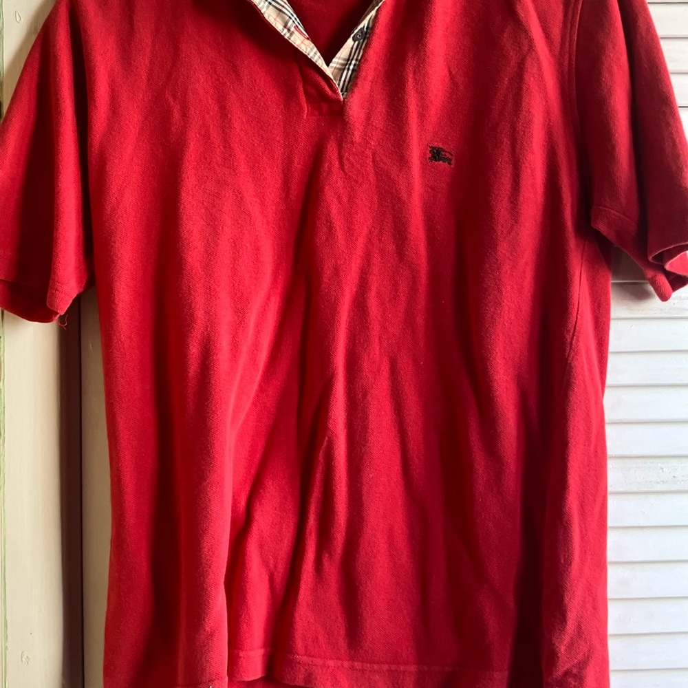 Red Burberry polo